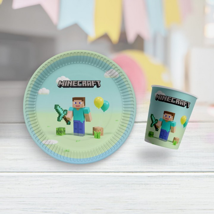 Minecraft Karton Tabak Bardak Set 8'li